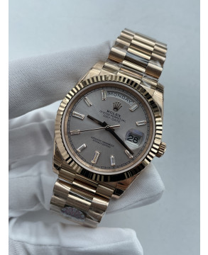 (준비완료/특급배송)NO.3658/QP공장 롤렉스 데이데이트40 로즈골드 텅스텐 로골바게트다이얼 스틸브레이슬릿 208~211g로