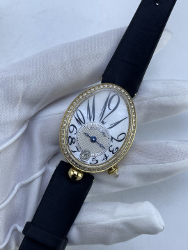 (준비완료/특급배송)NO.3852/ZF공장 Reine de Naples YG ZF 1:1 Best Edition White Arabic Dial Diamonds Bezel on Black Leather Strap A537